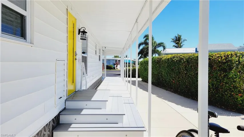 View of patio on west side of home