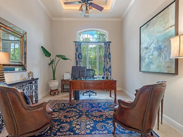 Master Suite with sitting room and two (2) walk-in closets. View to the 2 Pools and spa.