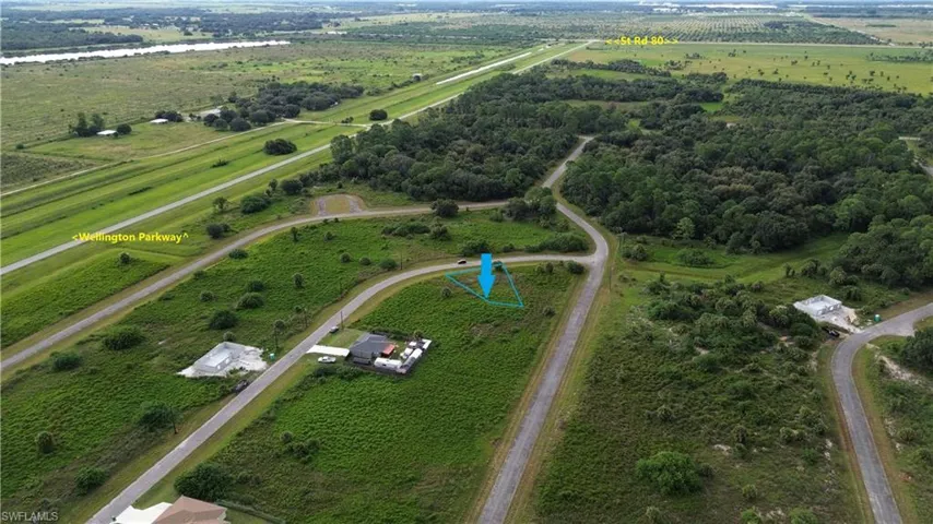 Aerial overview of property's location featuring rural landscape