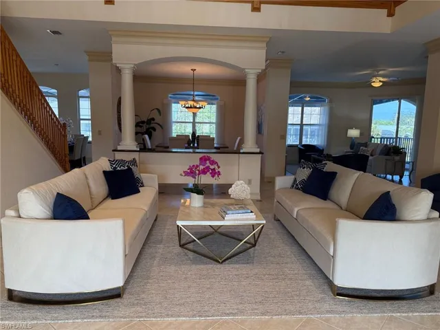 PREVIOUSLY STAGED VIEW:: Formal living room, now vacant