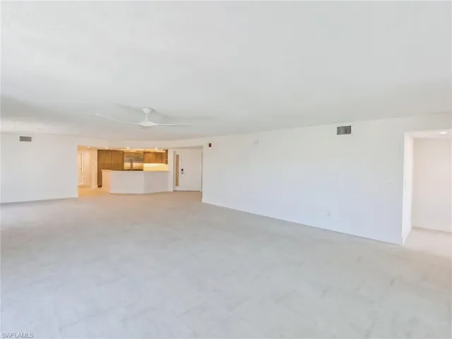 View of the living dining kitchen areas from the ocean side