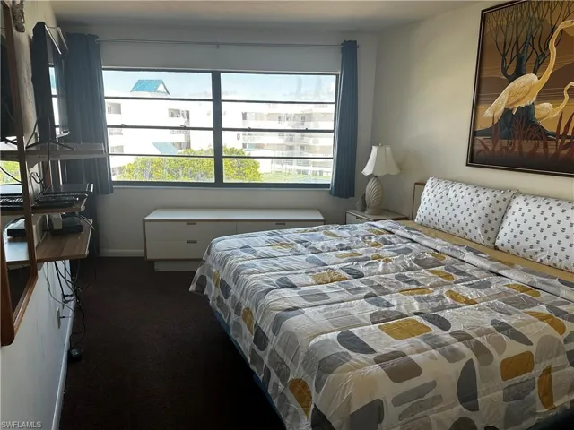 Large horizontal window with black-framed casements and wall-to-wall carpeting