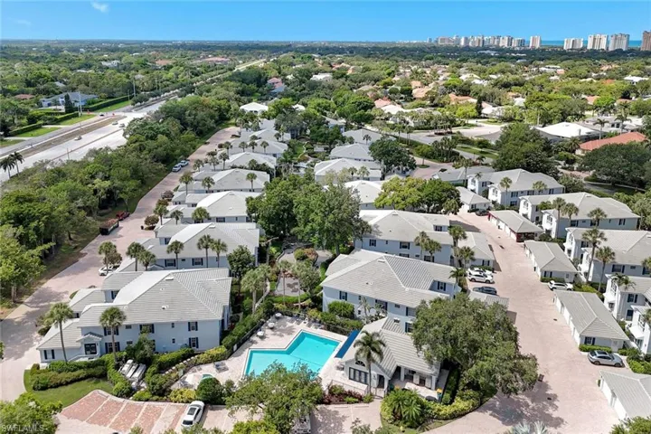 Aerial view looking south west to Pelican Bay and the beaches.