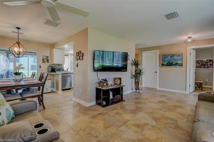 Living room with ceiling fan