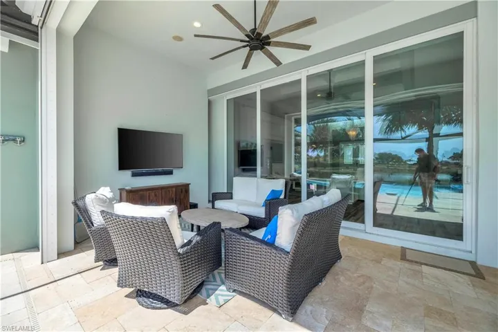 View of patio / terrace featuring a ceiling fan