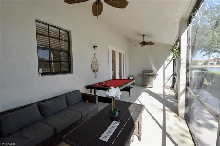 Large Lanai area, featuring ceiling fans.
