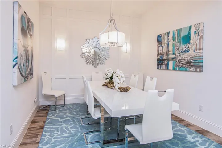 Dining Room with custom wood trim accents.