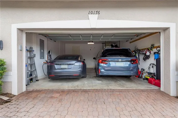 spacious 2 car garage with tesla charger !
