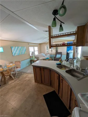 kitchen and living area