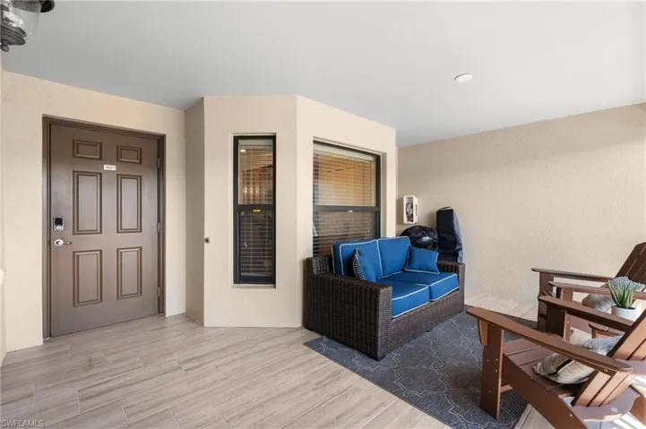 Sitting room with light wood-type flooring