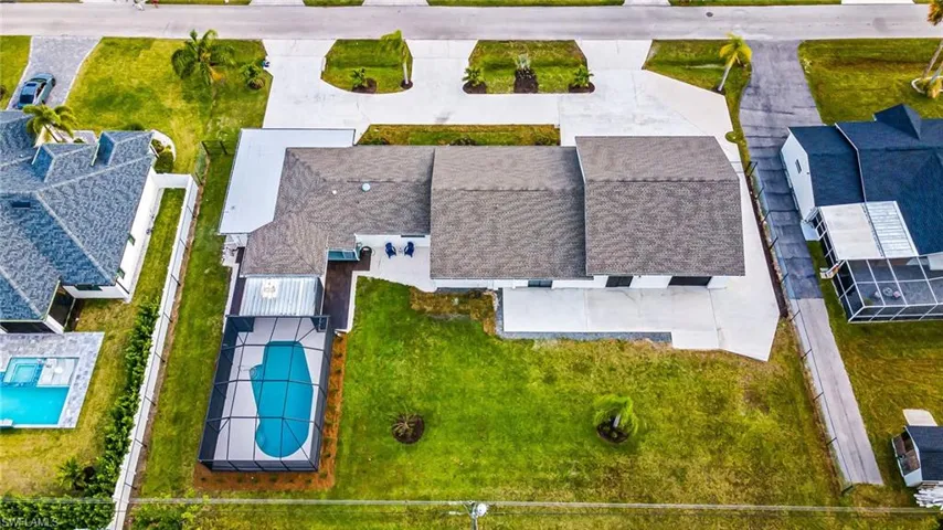Aerial view of a pool area