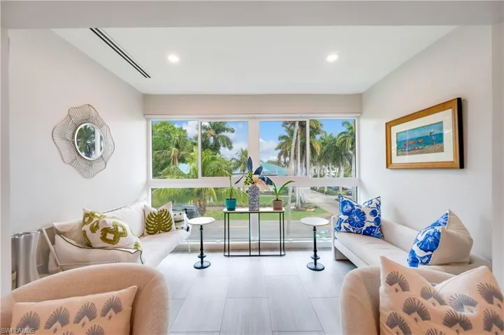 Living room with recessed lighting