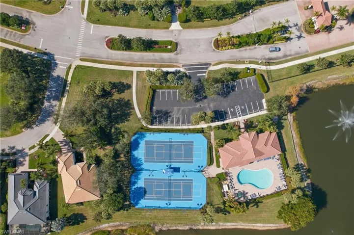 Bird's eye view of a nearby body of water