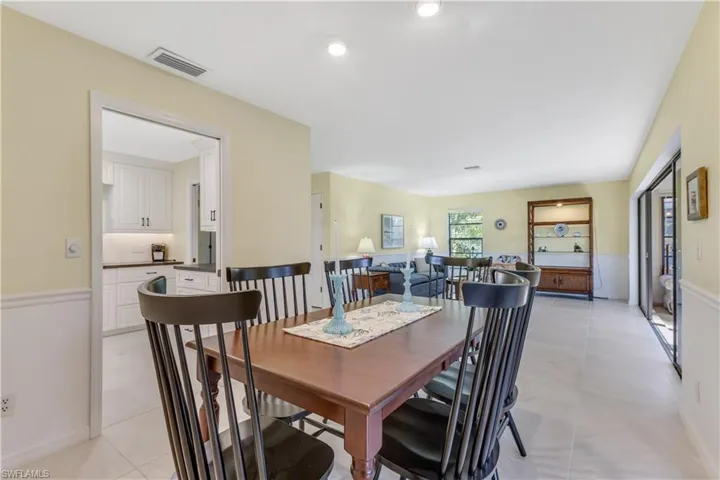 View of tiled dining room