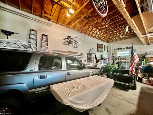 Interior of detached garage.