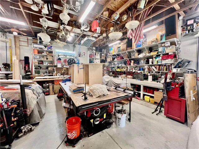 Interior of detached garage.