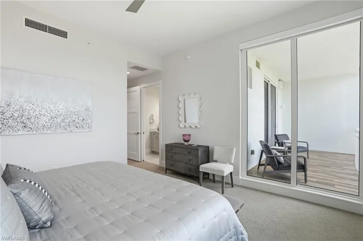 The guest suite features direct balcony access.