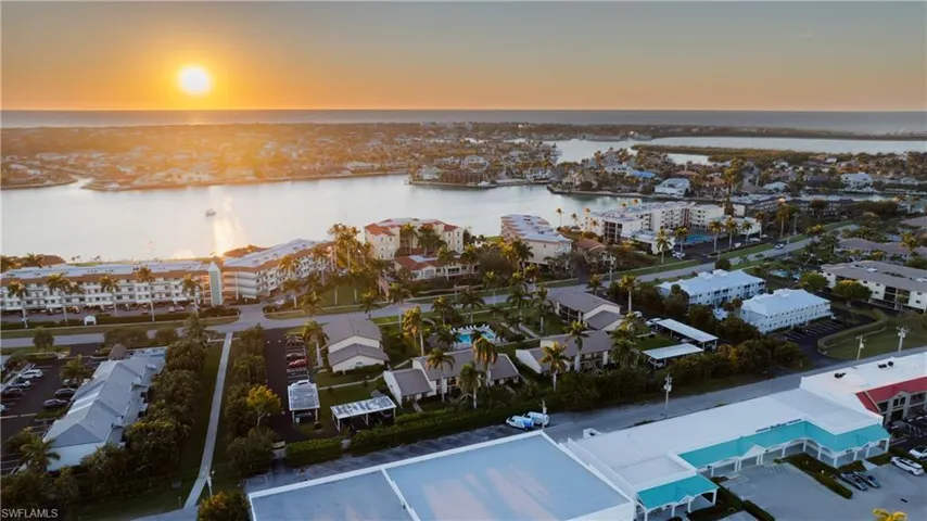 Drone / aerial view of a large body of water