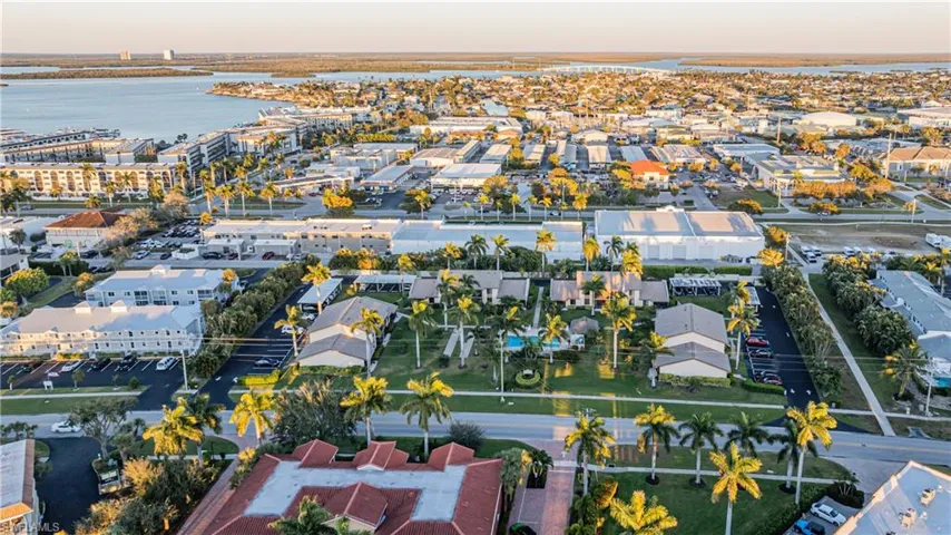 Aerial view of a nearby body of water