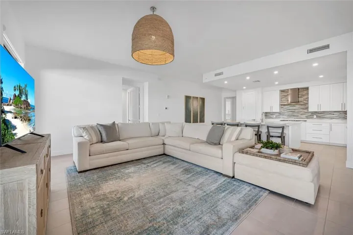 View of tiled living room