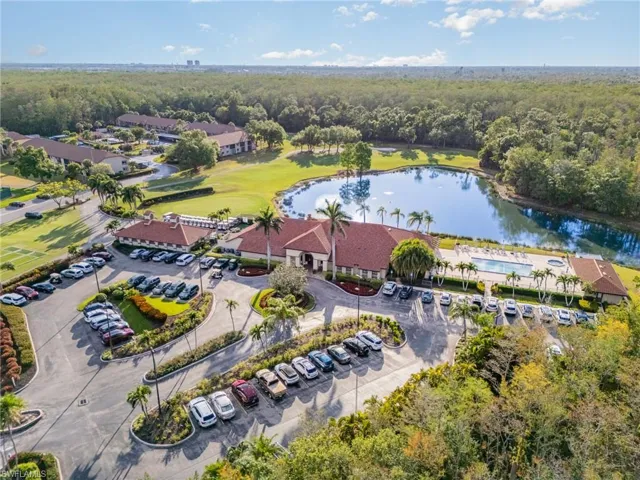 Aerial view of Club House, community pool and spa