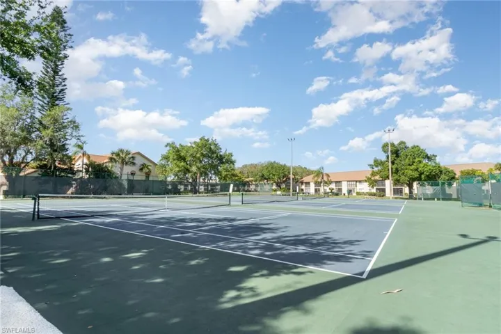 View of tennis courts