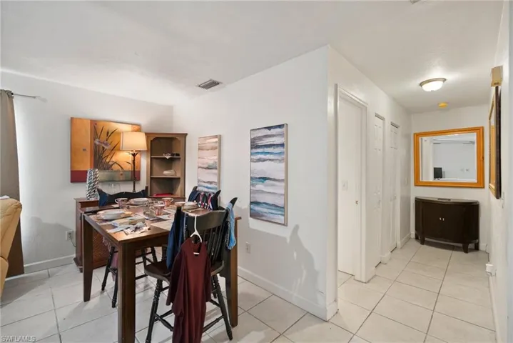 View of tiled dining space
