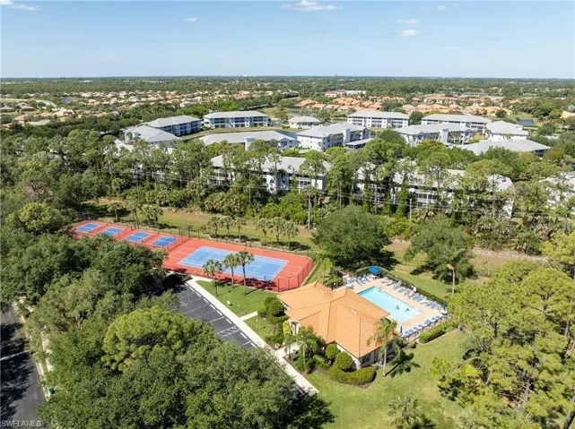 Aerial view of a pool