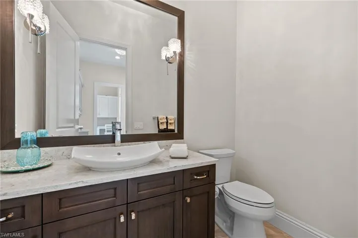 Powder room with vessel sink