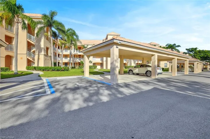 View of partially covered parking lot