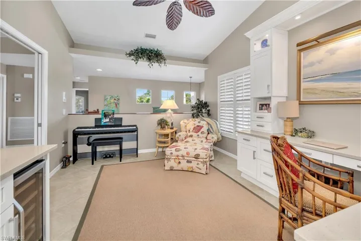 view from kitchen to den