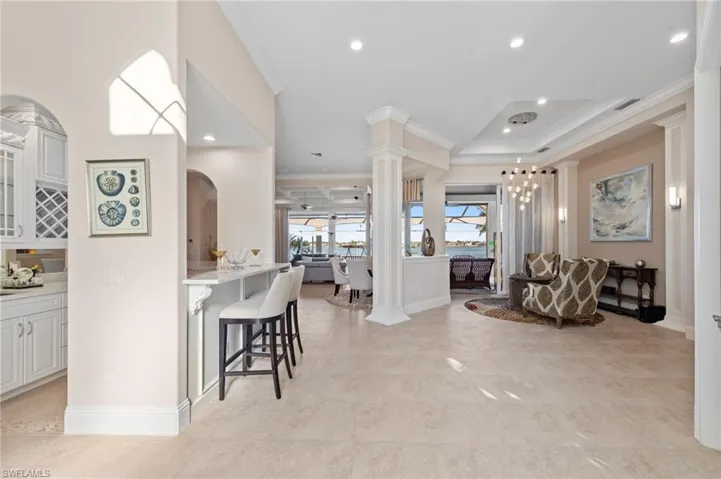 Wet bar and sitting area