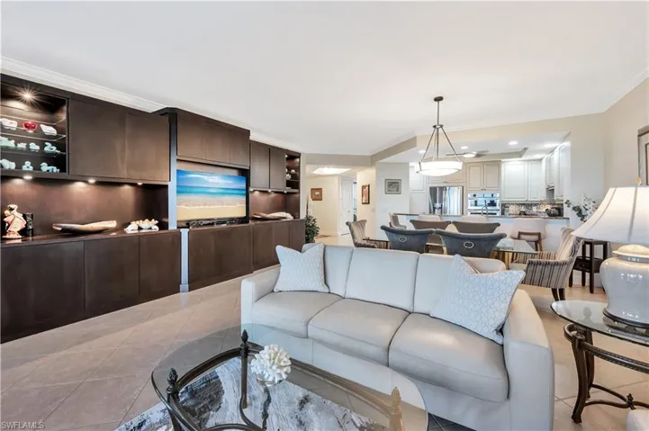 Modern wall unit with built-in fridge