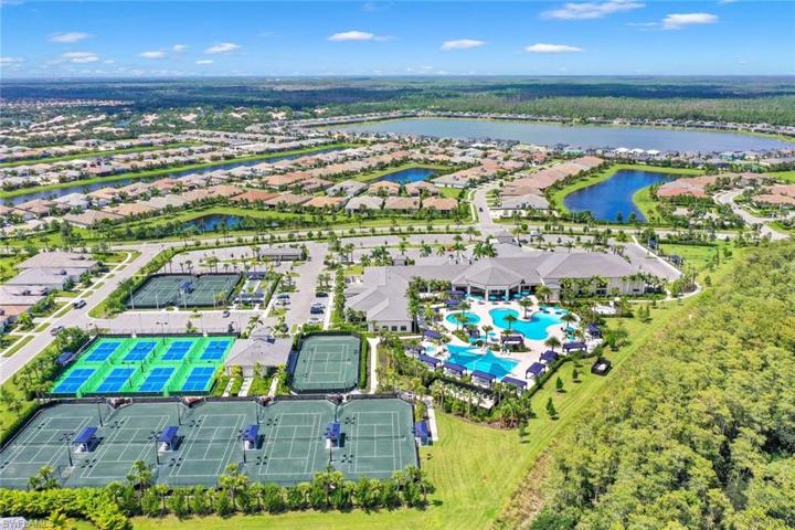 Plenty of tennis courts and pickle ball courts. Notice the resort-style pool.