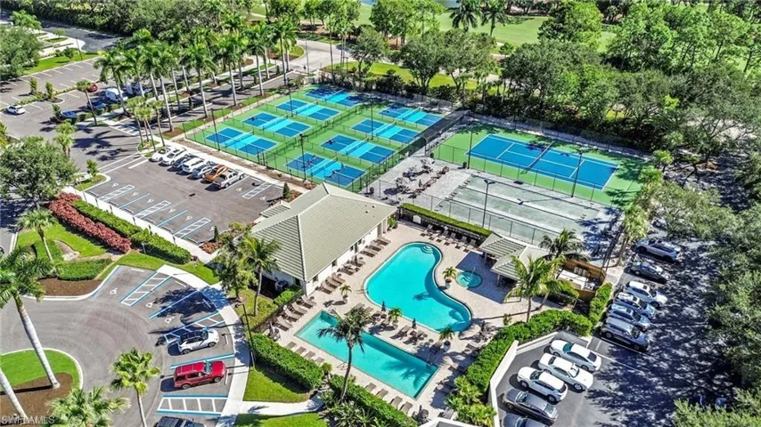 Aerial view of a pool