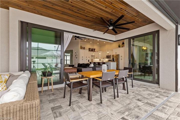 Another view of Lanai seating area looking at zero corner sliders open.