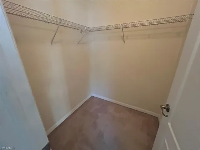 Walk in closet with carpet flooring