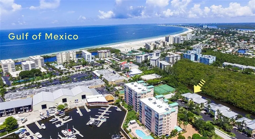Drone / aerial view with a city view and a water view
