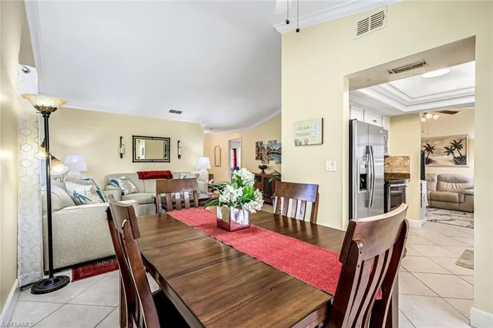 Dining room adjacent to living room and kichen.