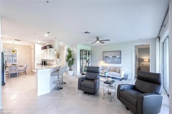 All white kitchen with breakfast bar