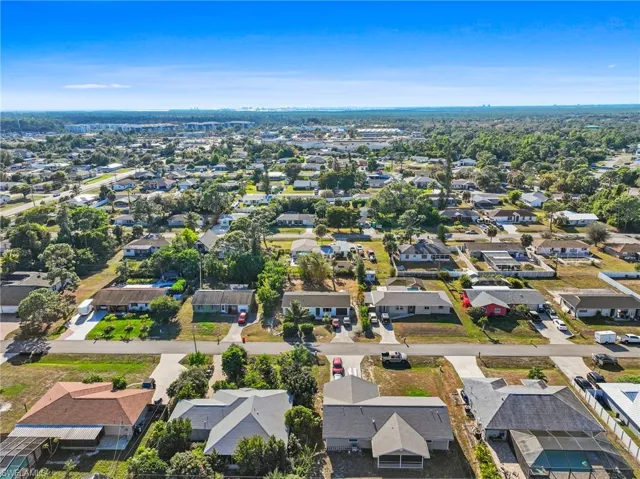 Aerial perspective of suburban area