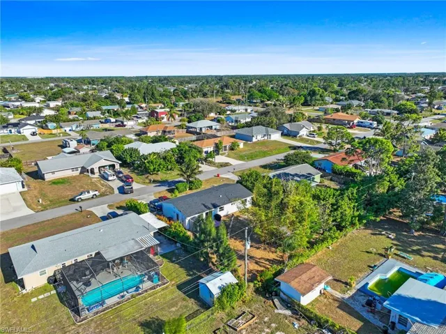 Aerial perspective of suburban area