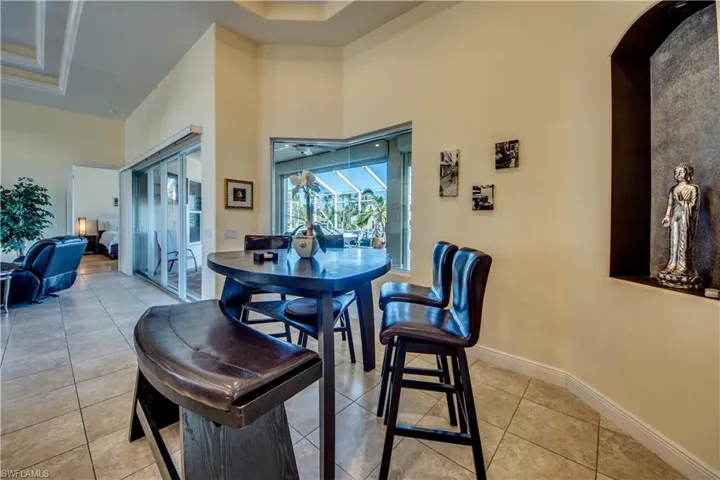 View of tiled dining room