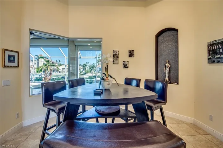 View of tiled dining space