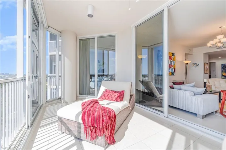 PLENTY OF SPACE ON THE ROOM LANAI.  GLASS DOORS AT MIDDLE REAR PROVIDE QUICK ACCESS TO OWNER'S SUITE.  ENTRANCE TO LIVING AREA SHOWN AT RIGHT.