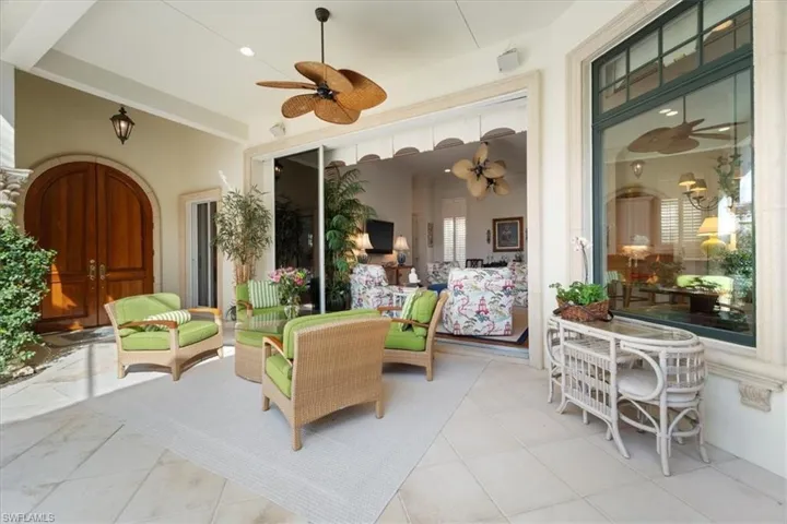 View of patio / terrace featuring a ceiling fan