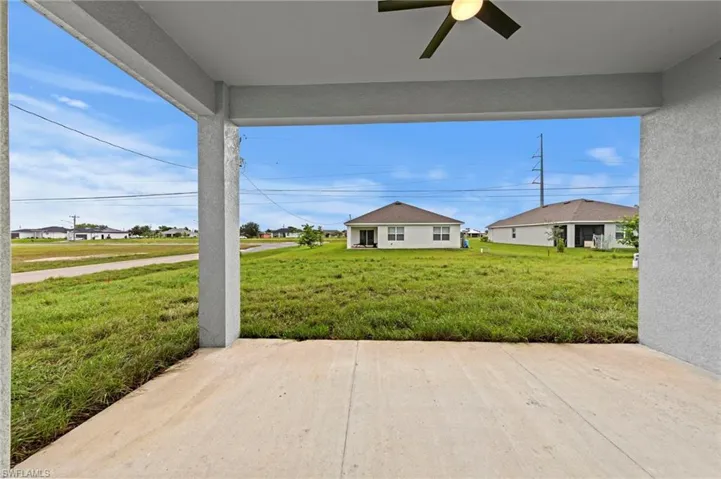 View of patio / terrace featuring ceiling fan