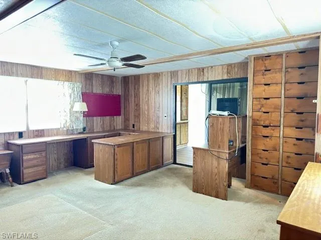 Built in work tables and storage drawers