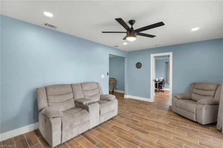 Living room with ceiling fan