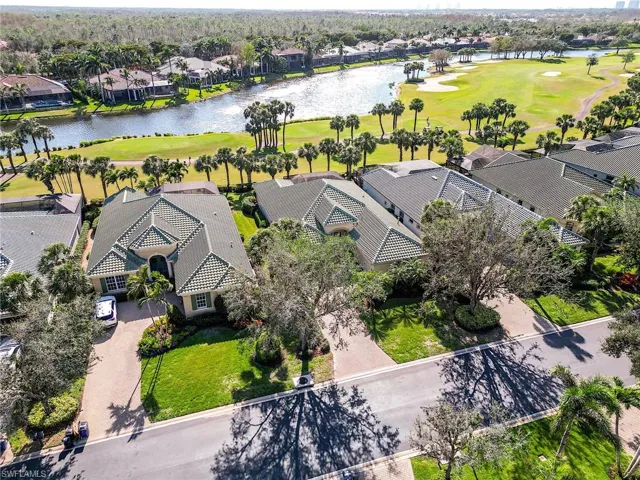Aerial view featuring a spectacular water and golf course view